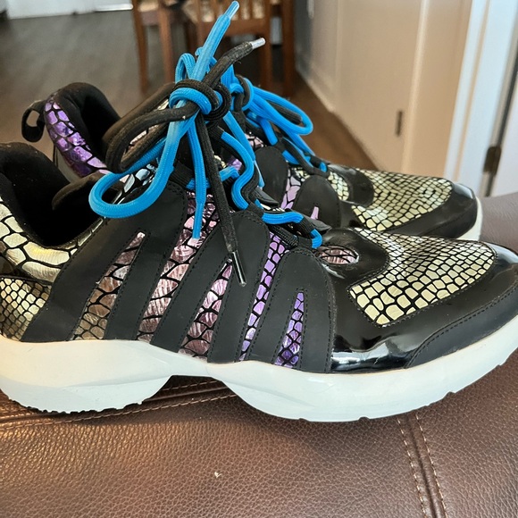 DKNY Womens Black Snake Skin Print Lynzie Toe Leather Athletic Sneakers 11M - Picture 9 of 9